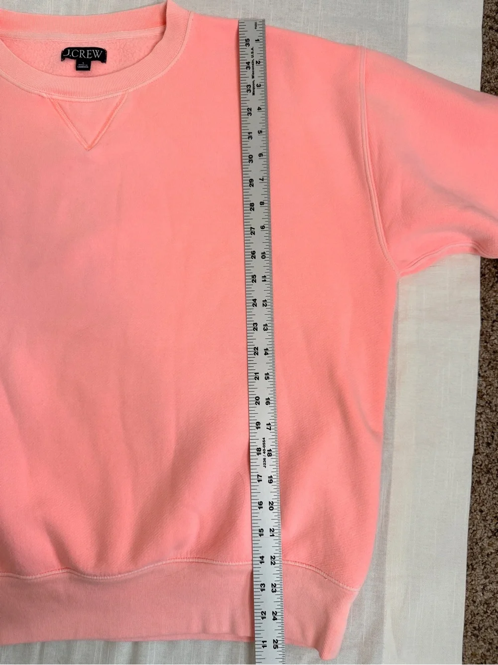 J. Crew Heritage Fleece Oversized Crewneck Sweatshirt L Brilliant Peony EUC
